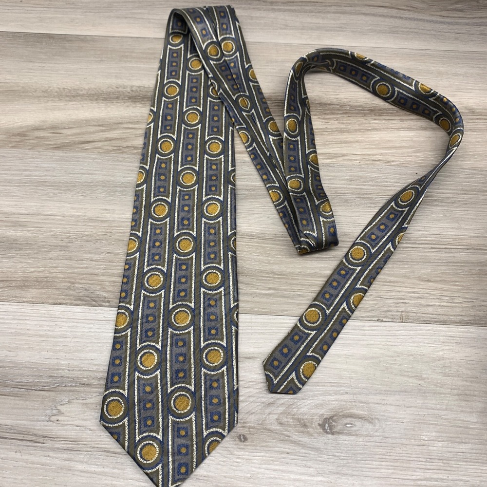 VTG Bugatti Necktie Gray Adjustable Men's Designer Tie 100% Silk